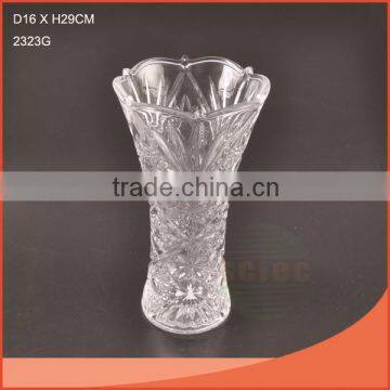 The lily flower shape and Elegant2323G glass vase with stipe wholesale