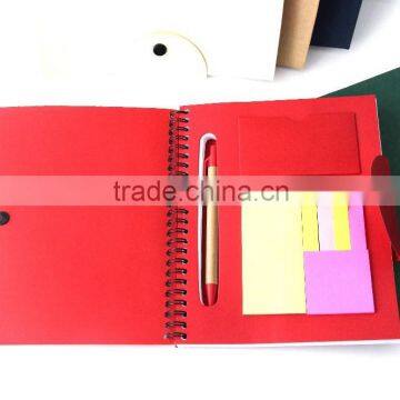 notebook with sticky note,,notebook with red cover,notebook with pen,2016 notebook