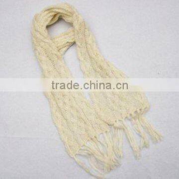 100% acrylic Hand Knitted Scarf with tassels