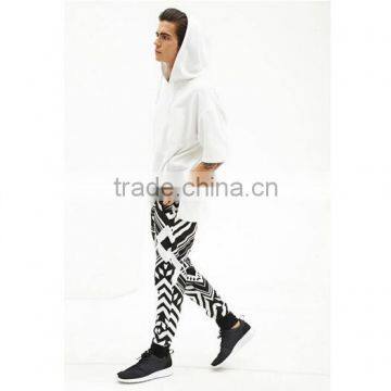 Fashion new style all over print custom black and white sweatpants