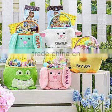 Customized soft velvet easter egg basket easter bucket