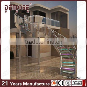 led glass spiral staircase / tempered glass staircase