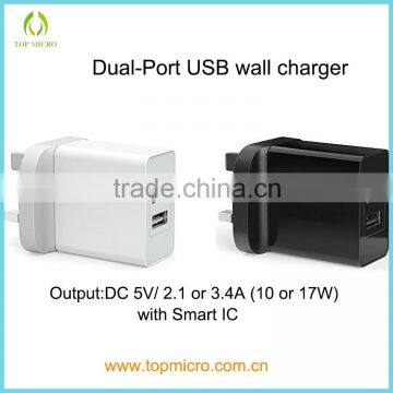 2016 Quick Charge UK Plug 2.1A/3.4A Dua USB Multiple Travel Wall Charger