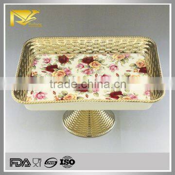 china supplier square cake stand, gold size of dessert plate for bakeware