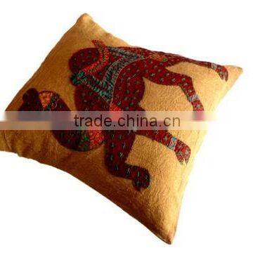 RTHCC-53 Traditional Royal Armed Camel Indian Patchwork Art Kantha Cotton Cushion Covers New Year Christmas Home Decor Gift photo-6