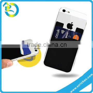 Wholesale customized logo silicone 3M sticker smart pocket cellphone square business card holder