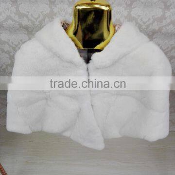 Children rex rabbit fur cape with fur hood /wholesale and retail