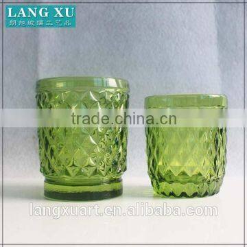 LX-B041 handmade pressed high quality solid green juice cup colored glass tumbler DOF