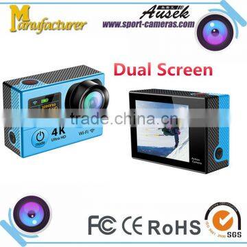 2016 Latest Dual Screen Diving Water 30M 4K Sports Action Camera With wifi and 170 Degree Wide Angle