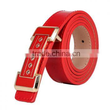 Womens Flower Alloy Buckle Leather Waist Belt photo-2