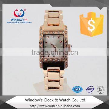Luxury Diamonds Slim Stone Quartz Watch Plated Rose Gold Women Bracelet Watch photo-4