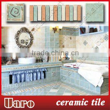 glazed decorative antique brick ceramic vintage blue ceramic bathroom set