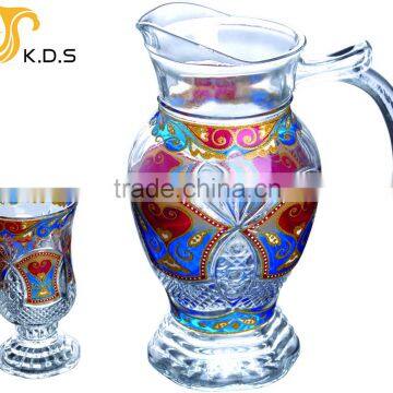 glass drinking water set with decal