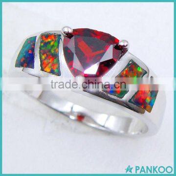 Hot Selling Rhodium Plated 925 Sterling Silver Pave Zircon Wpmen Opal Ring