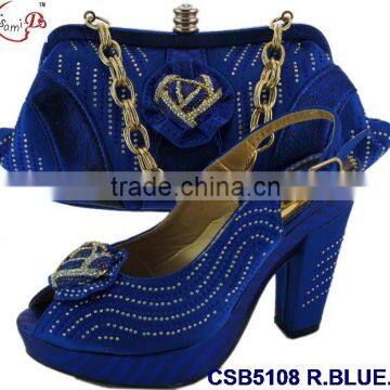 High Rough Heals Shoes and Bag Match Set With Stones Famous in European Style for Young Lady for Wedding /party photo-2