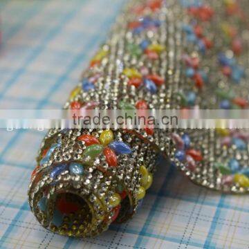 Special-shaped Ceramic The Parti-colour color HOT FIX Rhinestone Net Mesh