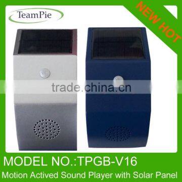 Advertising motion sensor speaker motion activated speaker with solar panel