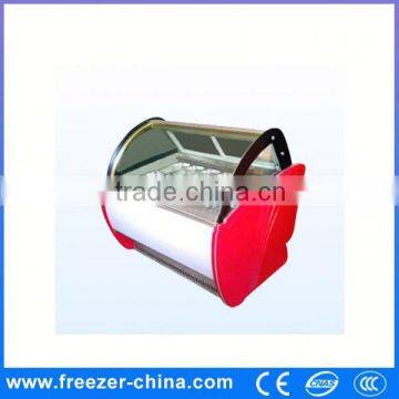 Gelato Display Case With Danfoss Compressor CE commercial display refrigerator curved glass top freezer island freezer