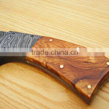 A STUNNING/SMART IMAGES WITH OLIVE WOOD HANDLE DAMASCUS STEEL HUNTING KNIFE photo-6