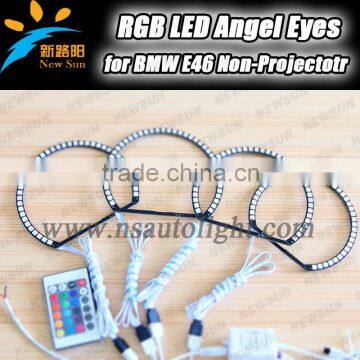 2014 Hot selling car led angel eyes 5050SMD RGB angel eyes for BMW E46 non-projector color changing with remote control