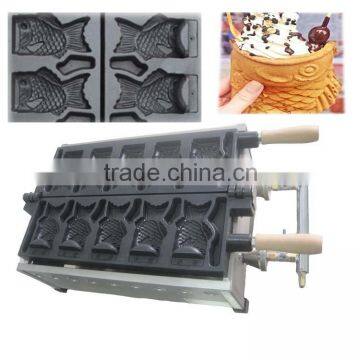 New design ice cream taiyaki waffle grill baker of fish shape with open mouth