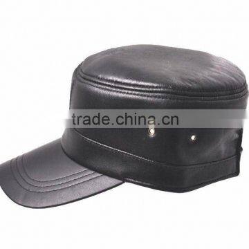 New Fashion Men's 100% Real Leather Hat / Officers cap / Flat Beret/ Golf Hats