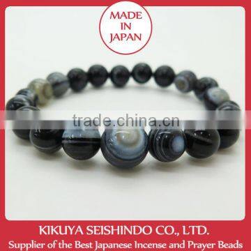 Eye Agate Buddhist Bracelet, buddhist rosary bracelet japan, made of eye agate beads, Buddhist beads bracelet, Japanese bracelet