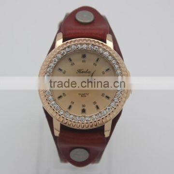 2016 cow leather ladies diamond watches vintage big strap watch relojes mujer
