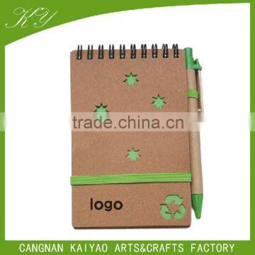 eco friendly kraft cover spiral bound notebook and pen