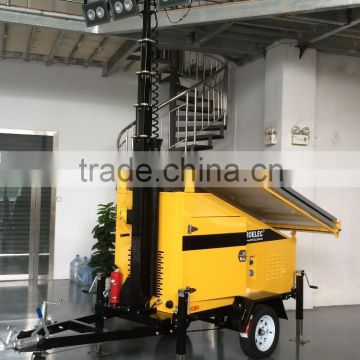 Manual mast diesel generator solar panel lighting tower