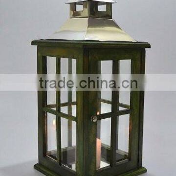 Wood & Steel Pillar Candle Lanterns in Antique Finish