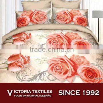 flower pattern 3d reactive printed 120gsm microfiber bedding quilt cover sets