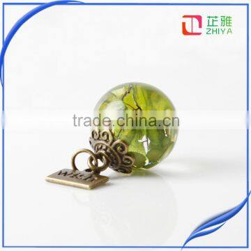 20mm Handmade Clear Transparent Natural Dried Adiantum Pedatum Resin Ball With Wish Pendant Jewelry for Gifts photo-3
