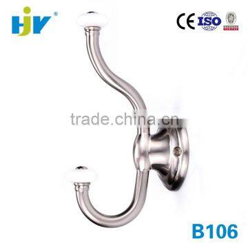 China factory zinc alloy brushed satin nickel metal coat hooks