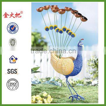 Metal Outdoor Peacock Rainchime Lawn Decor