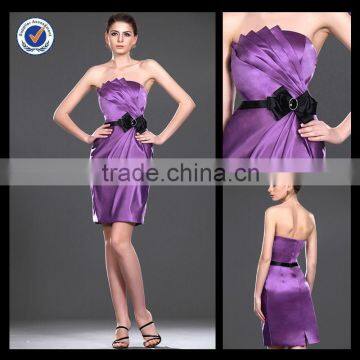 Generous Purple Black Sash Min Briedsmaid Dress bm00094