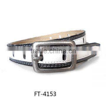 White thin pin buckle pu belt for woman