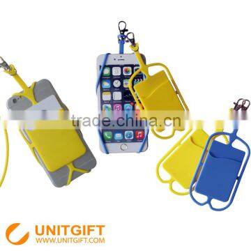 Silicone lanyard wallet mobile phone case card holder