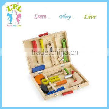 2017 new design nursery school toy kids pretented playing toy 12 Tool kit wooden toy for education