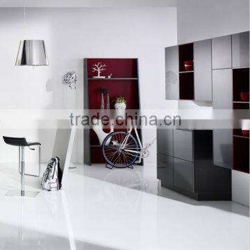High Gloss Grey Lacquer Kitchen Cabinets photo-3