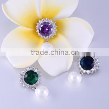 Round shape Cloth Brooch With Metal Chain And Pearl China manufacturer