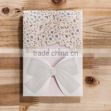 Hot sale white laser cut wedding invitation card