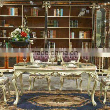 European Style Rectangle Dining Table and Chairs Set, Villa Fashionable Wooden Dining Room Furniture Set (BF01-ML023)