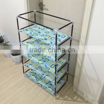 Shoes Storage Rack 4 Tiers Metal Shoes Shelf Organizer Holder Fabric Stand Closet