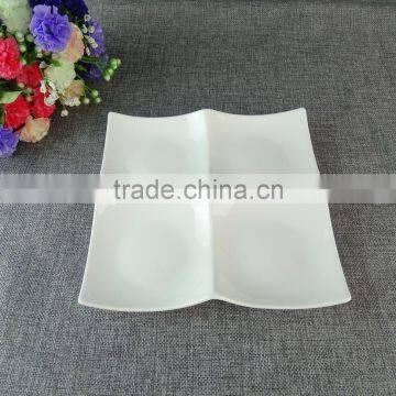 Ceramics White Divided Dessert Plates photo-2