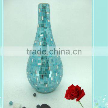 Hotel Decoration Blue Shimmering Mirrored Mosaic Fresh Art Deco Vase photo-2