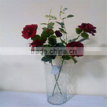 SJ20170004 Red Wine Artificial Silk Flower Rose Bud photo-3
