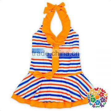 Baby One Pieces Swimsuit Red Stripe Beach Wear Ruffle Swimwear Kids Girl photo-4