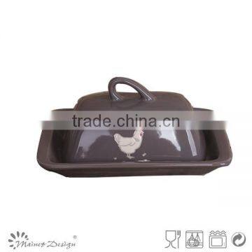 New Design Stonware Hens Lay Eggs Animal Butter Dish photo-2