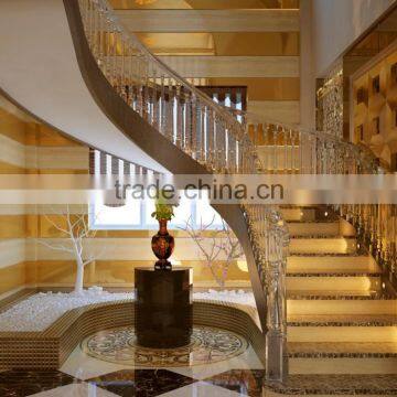 modern design indoor crystal spiral staircase glass spiral staircase